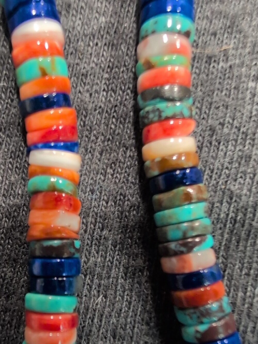 Handmade Multicolor Beaded Necklace with Turquoise Pendant - Picture 3 of 3